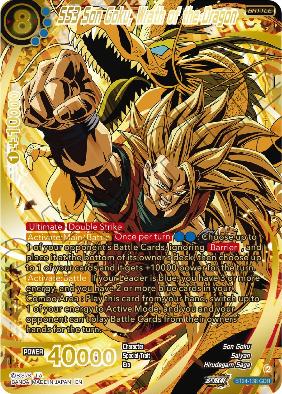 SS3 Son Goku, Wrath of the Dragon (GDR) (BT24-138) [Beyond Generations