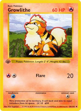 Growlithe (28/102) [Base Set Shadowless Unlimited]
