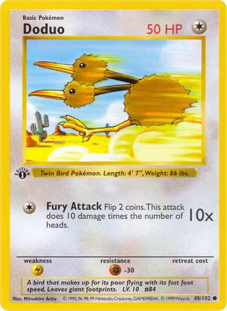 Doduo (48/102) [Base Set Shadowless Unlimited]
