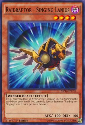 Raidraptor - Singing Lanius (MP16-EN059) - 2016 Mega-Tins Mega Pack 1st Edition