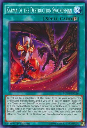 Karma of the Destruction Swordsman (MP16-EN216) - 2016 Mega-Tins Mega Pack 1st Edition