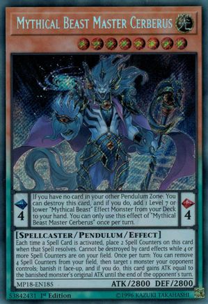 Mythical Beast Master Cerberus (MP18-EN185) - 2018 Mega-Tins Mega Pack 1st Edition