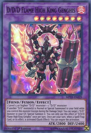 D/D/D Flame High King Genghis (MP19-EN229) - 2019 Gold Sarcophagus Tin Mega Pack 1st Edition