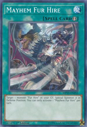 Mayhem Fur Hire (MP19-EN255) - 2019 Gold Sarcophagus Tin Mega Pack 1st Edition