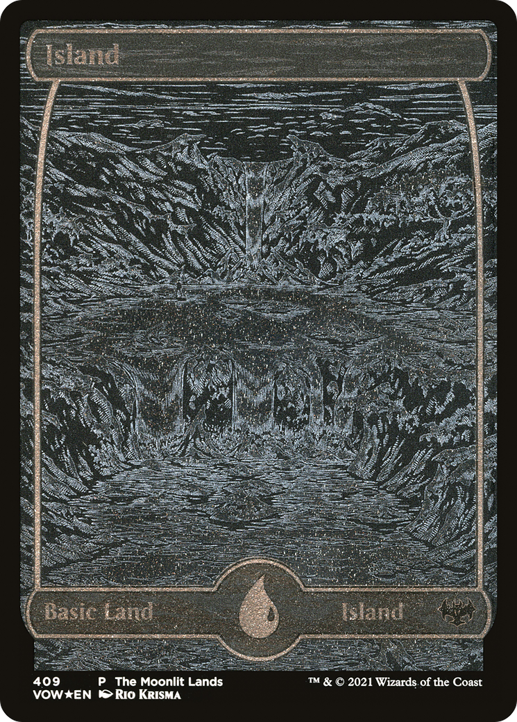 Island (The Moonlit Lands) (Foil Etched) [Innistrad: Crimson Vow Promos]