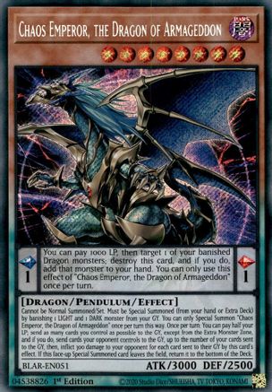 Chaos Emperor, the Dragon of Armageddon (BLAR-EN051) - Battles of Legend: Armageddon 1st Edition