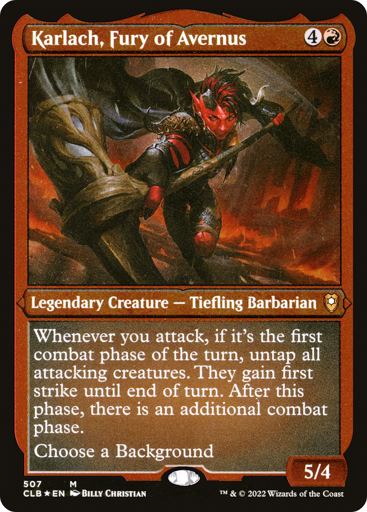 Karlach, Fury of Avernus (Foil Etched) [Commander Legends: Battle for Baldur's Gate]