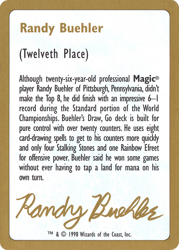 Randy Buehler Bio [World Championship Decks 1998]