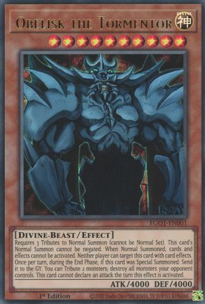 Obelisk the Tormentor (EGO1-EN001) - Egyptian God Deck: Obelisk the Tormentor 1st Edition