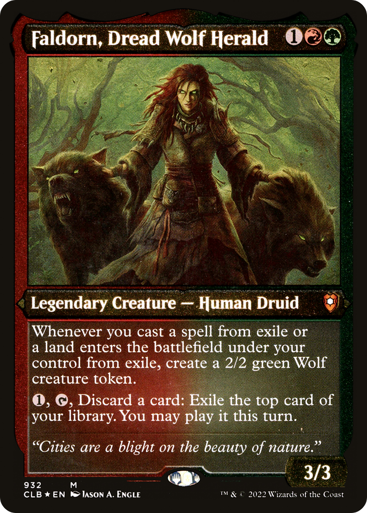 Faldorn, Dread Wolf Herald (Display Commander) (Foil Etched) [Commander Legends: Battle for Baldur's Gate]