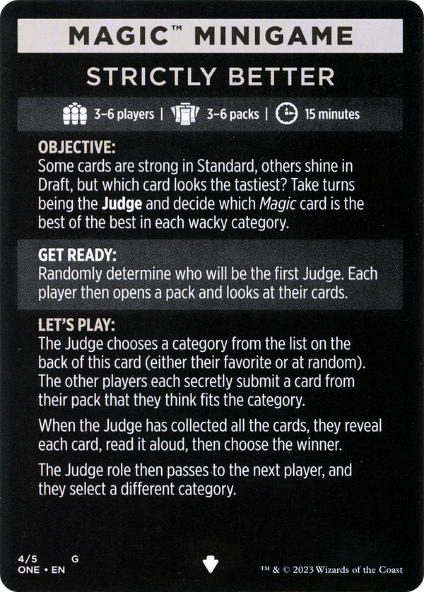 Strictly Better // Strictly Better (cont'd) (MONE-004) - Phyrexia: All Will Be One Minigames