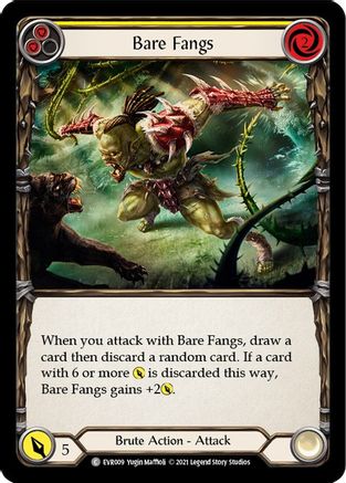 Bare Fangs (Yellow) [EVR009] (Everfest)  1st Edition Rainbow Foil