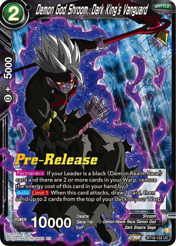 Demon God Shroom, Dark King's Vanguard (BT18-132) [Dawn of the Z-Legends Prerelease Promos]