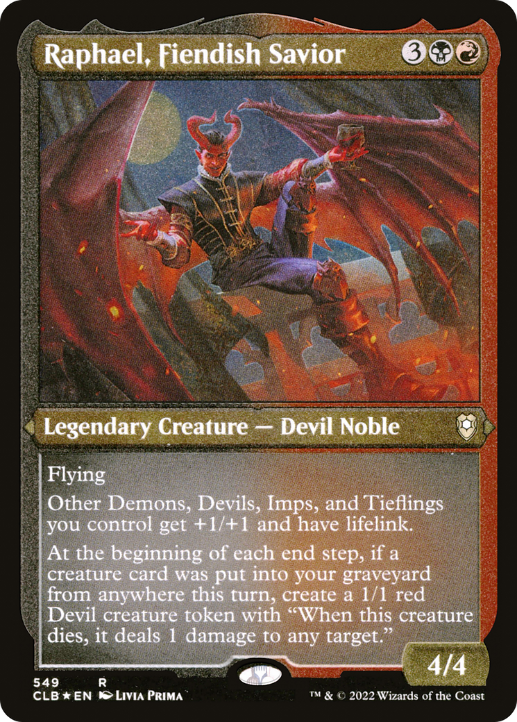 Raphael, Fiendish Savior (Foil Etched) [Commander Legends: Battle for Baldur's Gate]