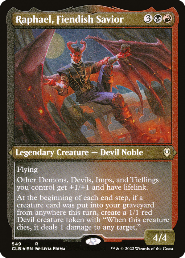 Raphael, Fiendish Savior (Foil Etched) [Commander Legends: Battle for Baldur's Gate]
