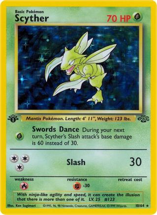 Scyther (10) 010  - Unlimited Holofoil Jungle - Holo Rare