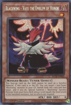 Blackwing - Vayu the Emblem of Honor (BLCR-EN060) - Battles of Legend: Crystal Revenge 1st Edition