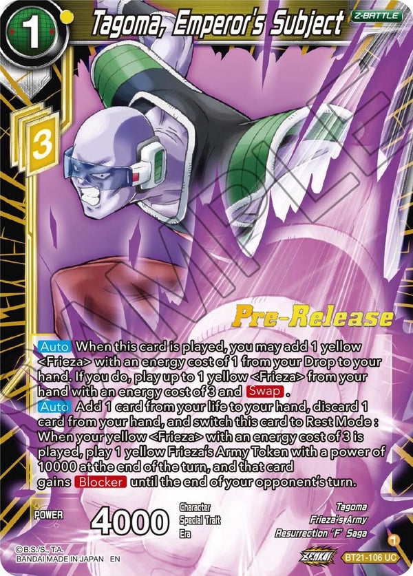 Tagoma, Emperor's Subject (BT21-106) [Wild Resurgence Pre-Release Cards]