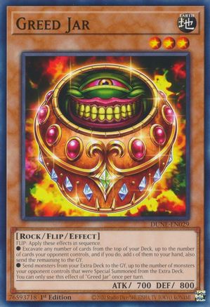 Greed Jar (DUNE-EN029) - Duelist Nexus 1st Edition