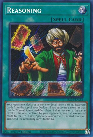 Reasoning (Secret Rare) (RA01-EN052) - 25th Anniversary Rarity Collection 1st Edition