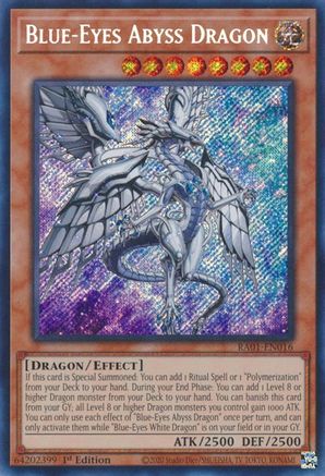 Blue-Eyes Abyss Dragon (Secret Rare) (RA01-EN016) - 25th Anniversary Rarity Collection 1st Edition