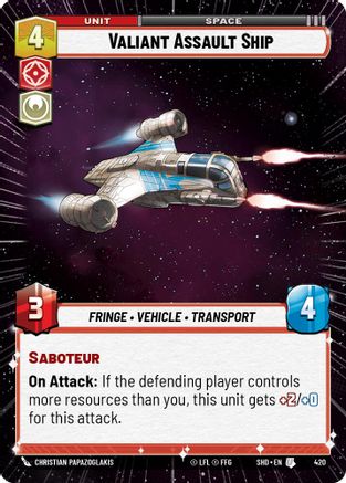 Valiant Assault Ship (420) (Hyperspace) (420) [Shadows of the Galaxy]