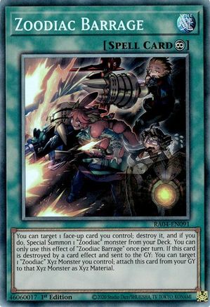 Zoodiac Barrage (PCR) (RA04-EN091) - Quarter Century Stampede 1st Edition