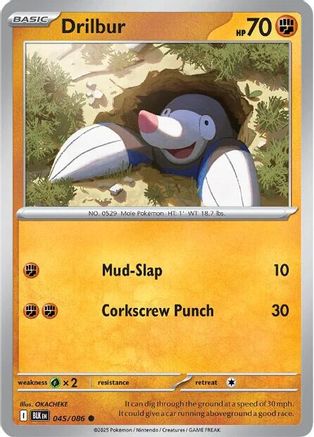Drilbur (045/086) (Reverse Holo) [Scarlet & Violet: Black Bolt]