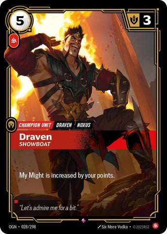 Draven - Showboat OGN #028/298 (Rare) [Riftbound: Origins]