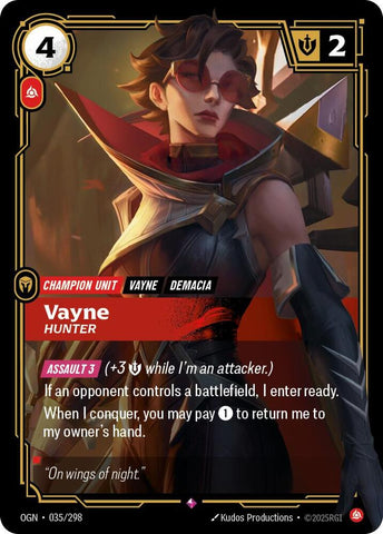 Vayne - Hunter OGN #035/298 (Rare) [Riftbound: Origins]