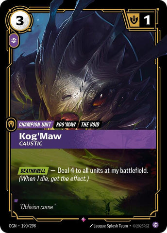 Kog'Maw - Caustic OGN #190/298 (Rare) [Riftbound: Origins]