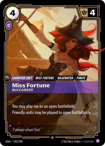 Miss Fortune - Buccaneer OGN #193/298 (Rare) [Riftbound: Origins]
