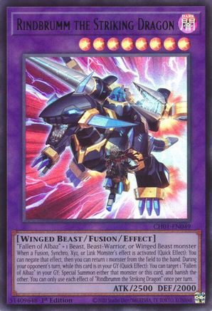 Rindbrumm the Striking Dragon (CH01-EN049) - THE CHRONICLES DECK: The Fallen & The Virtuous (All-Foil Edition) 1st Edition
