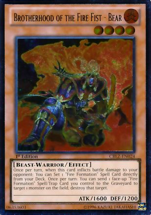 Brotherhood of the Fire Fist - Bear (UTR) (CBLZ-EN024) - Cosmo Blazer 1st Edition