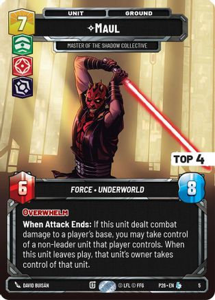 Maul - Master of the Shadow Collective (Top 4) (5) - Organized Play Promos Foil