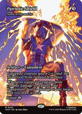 Patriotic Shield - Sword of Fire and Ice (Borderless) (MAR-100) - Marvel Universe Eternal-Legal Foil