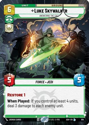 Luke Skywalker - Answering the Call (Hyperspace Foil) (614) - Ashes of the Empire Foil