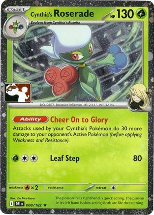 Cynthia's Roserade 008/182  - Holofoil Prize Pack Series Cards - Rare