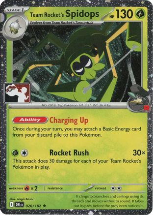 Team Rocket's Spidops 020/182  - Holofoil Prize Pack Series Cards - Rare