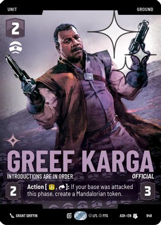 Greef Karga - Introductions are in Order (Prestige Foil) (849) - Ashes of the Empire Foil