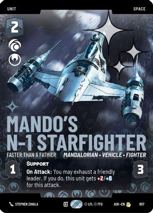 Mando's N-1 Starfighter - Faster than a Fathier (Prestige Foil) (857) - Ashes of the Empire Foil