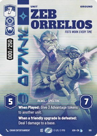 Zeb Orrelios - Fists Work Every Time (Serialized) (918) - Ashes of the Empire Foil