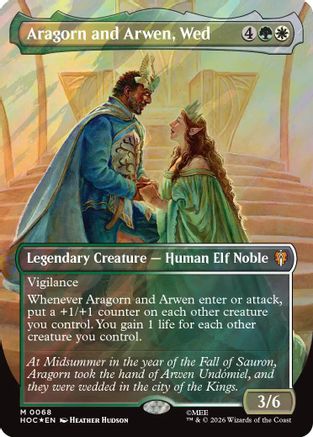 Aragorn and Arwen, Wed (Borderless) (Surge Foil) (HOC-068) - The Hobbit: Eternal-Legal Foil
