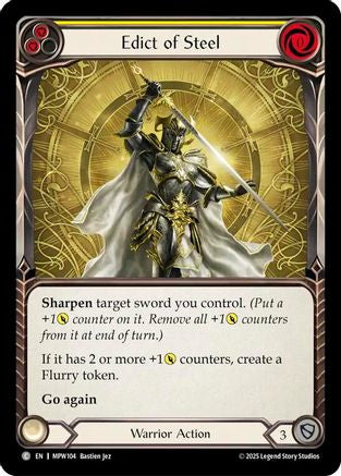 Edict of Steel (Yellow) (MPW104) - Mastery Pack Warrior Rainbow Foil