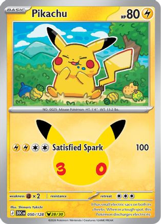 Pikachu 050/128  - Holofoil ME 30th Celebration - None