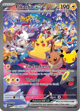 Pikachu ex 150/128  - Holofoil ME 30th Celebration - Special Illustration Rare