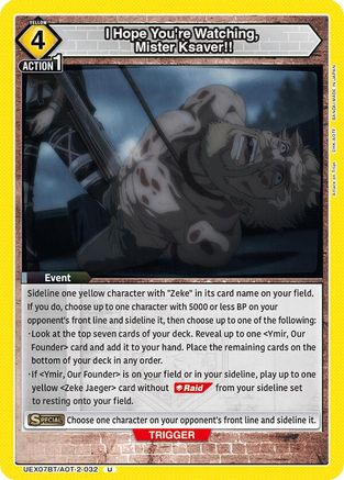 I Hope You're Watching, Mister Ksaver!! (UEX07BT/AOT-2-032) - UEX07BT Attack on Titan Vol 2