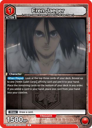 Eren Jaeger (070) (Box Topper Foil) (UEX07BT/AOT-2-070) - UEX07BT Attack on Titan Vol 2 Foil