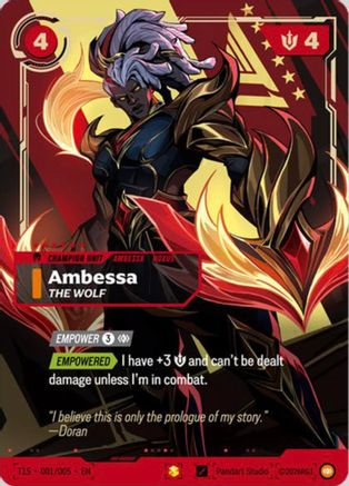 Ambessa, The Wolf (T1 Worlds Champion Signature Edition Bundle) (T1S 001/005) - Riftbound Promotional Cards Foil