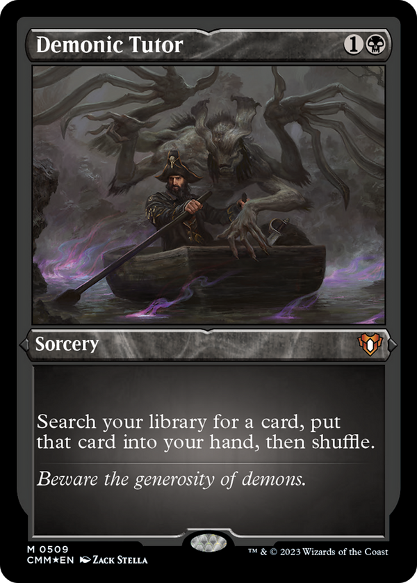 Demonic Tutor (CMM-509) - Commander Masters Etched Foil